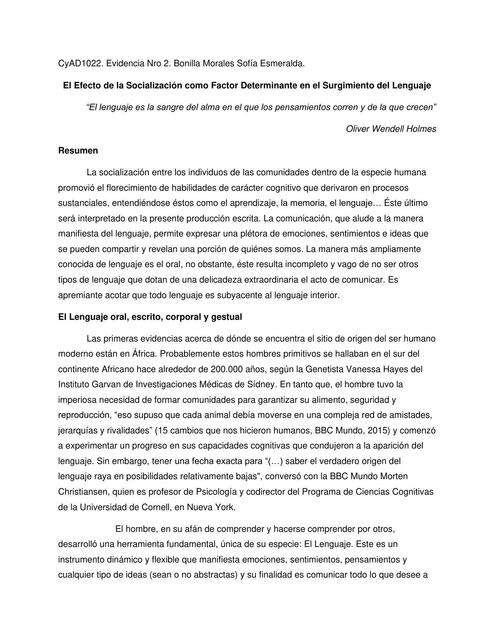 El Efecto de la Socialización como Factor Determinante en el Surgimiento del Lenguaje