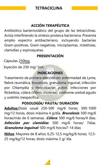 Tetraciclina  - Farmacología 