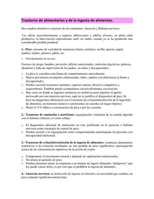 Trastorno de Alimentos y de la Ingesta de Alimentos 