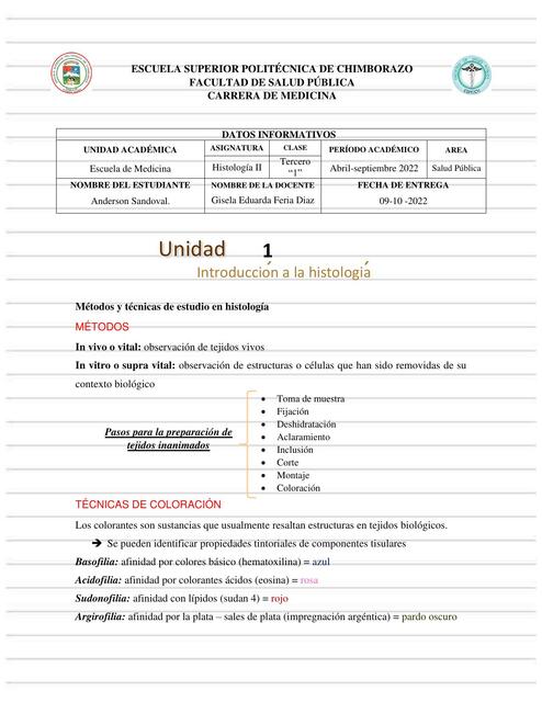 Introducción a la Histología 