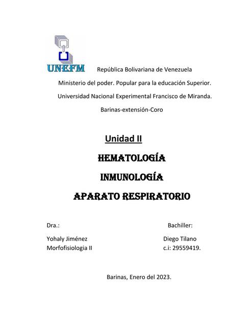 Hematología- Inmunología- Aparato Respiratorio