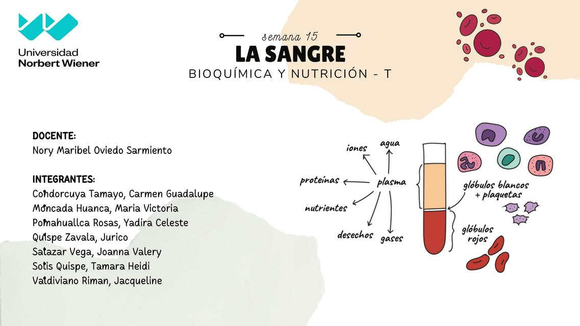 La Sangre- Bioquímica y Nutrición 