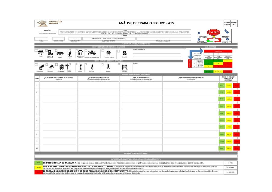 Análisis de Trabajo Seguro - ATS 