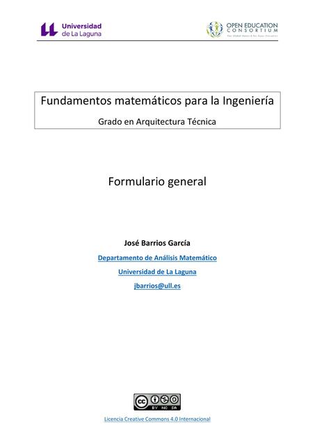 Fundamentos matemáticos para la ingeniería 