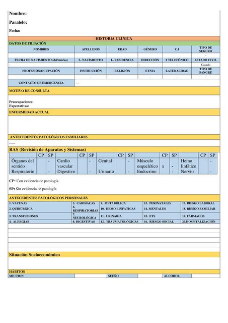 Ejemplo de Historia Clínica