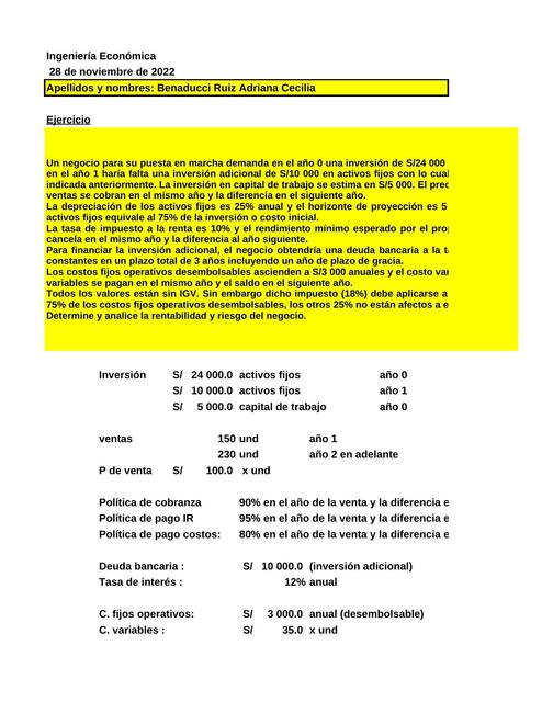 EERR y Flujo de Caja (Ejercicio con Impuestos y Política de Pagos)