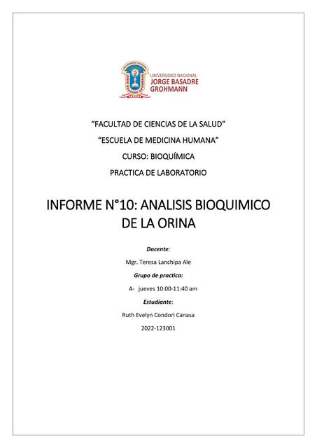 Análisis Bioquímico de la Orina 