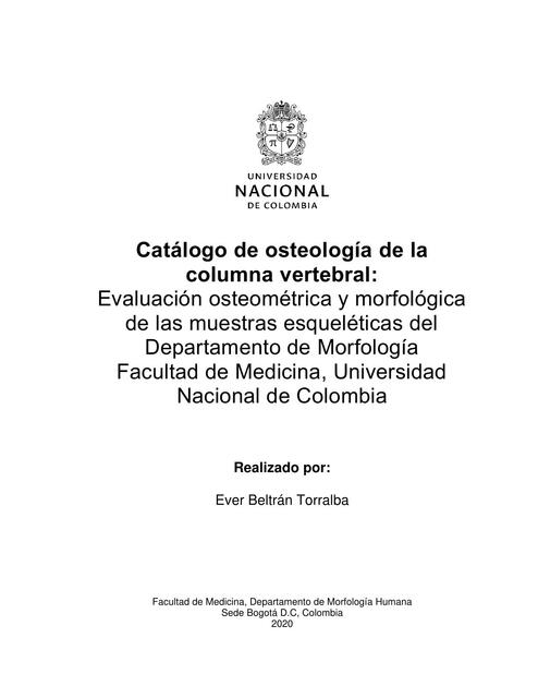 Catálogo de Osteología de la Columna Vertebral