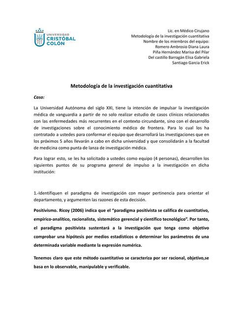 Paradigma- Metodología de la Investigación Cuantitativa