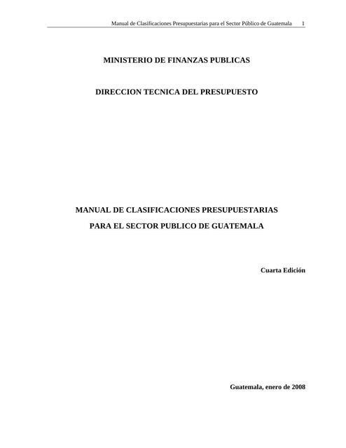 Manual de Clasificaciones Presupuestarias 