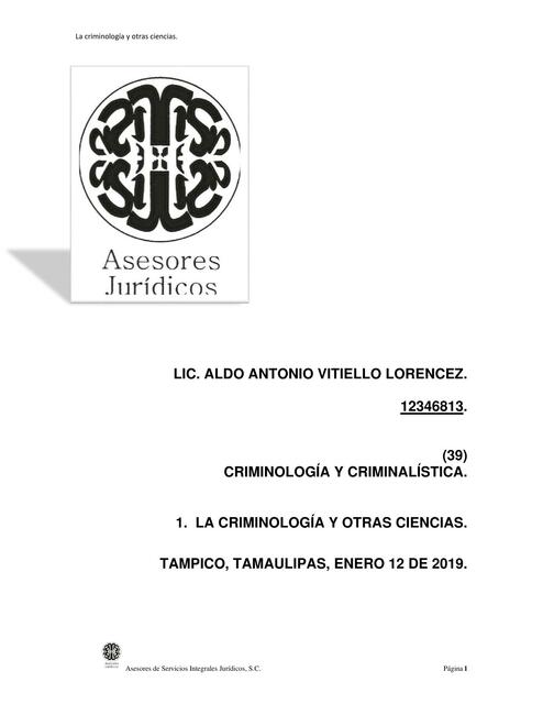 113. Criminilogía y otras ciencias