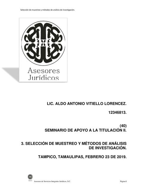 122. Selección de muestreo y métodos de análisis de investigación