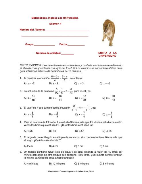 Ejercicios para el examen UNAM 2020 (2)