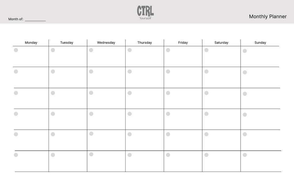 Monthly Planner Horizontal