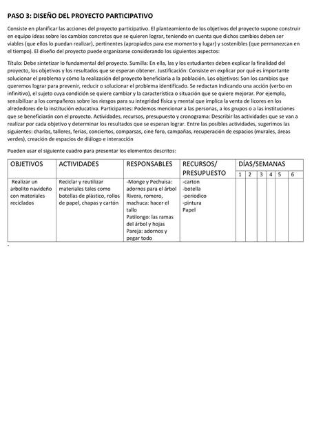 Paso 3: diseño del proyecto participativo