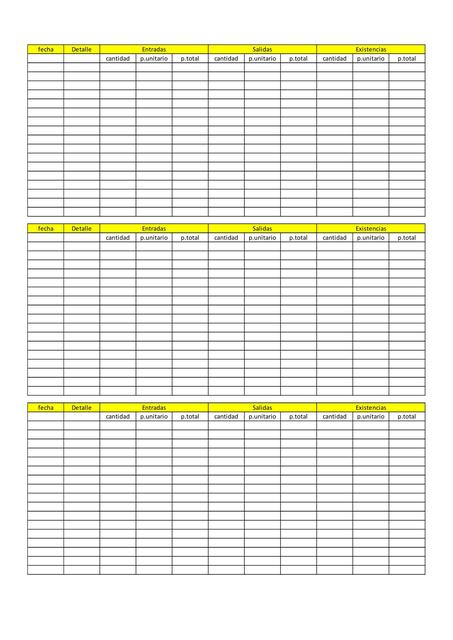 Planillas para stocks de inventario