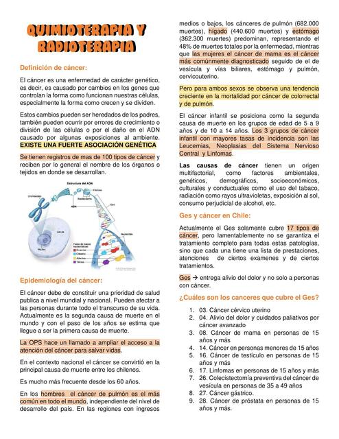 Quimioterapia y Radioterapia