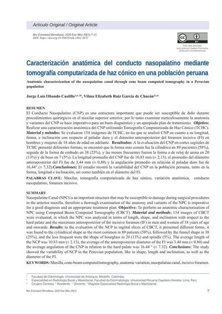 Caracterización anatómica del conducto nasopalatino mediante tomografía computar