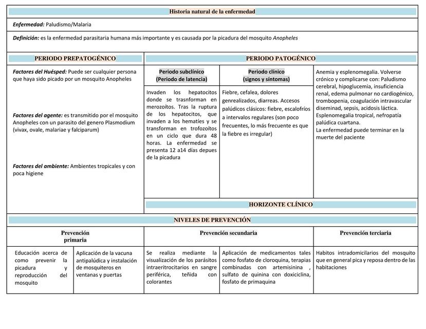 Historia Natural del Paludismo