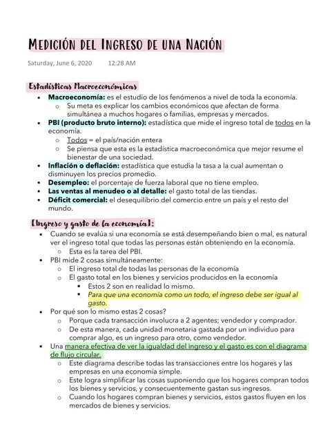 Economía: Medición del Ingreso de una Nación (Mankiw, Capítulo 23)