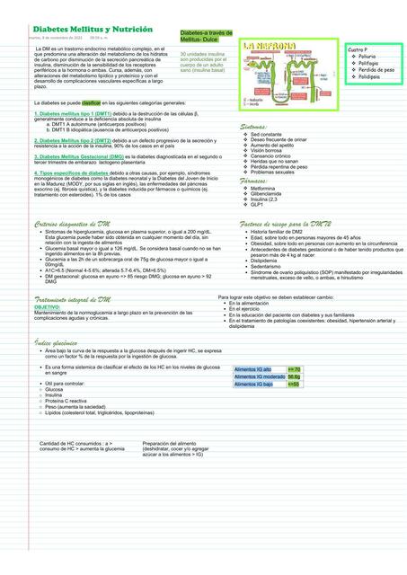 Diabetes Mellitus y Nutrición  