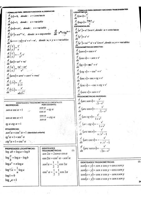 Fórmulas para funciones algebraicas