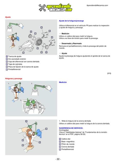 manual ajustes ajuste holgura precarga 