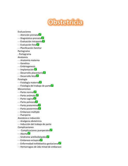 Resumen de Obstetricia