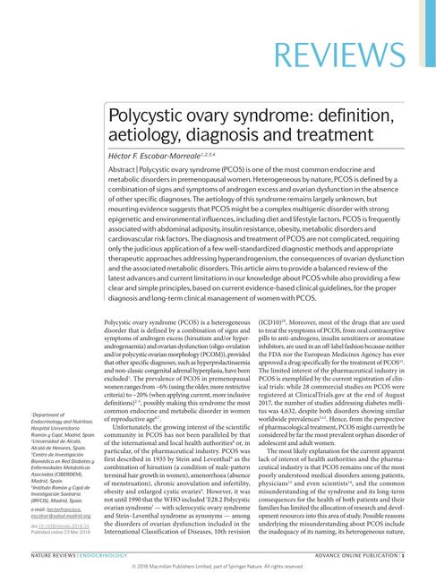 Polycystic Ovary Syndrome: Definition, Aetiology, Diagnosis and Treatment