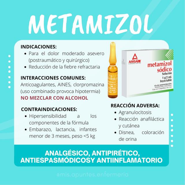 Ficha Farmacológica : Metamizol | Mis Apuntes Enfermería | UDocz