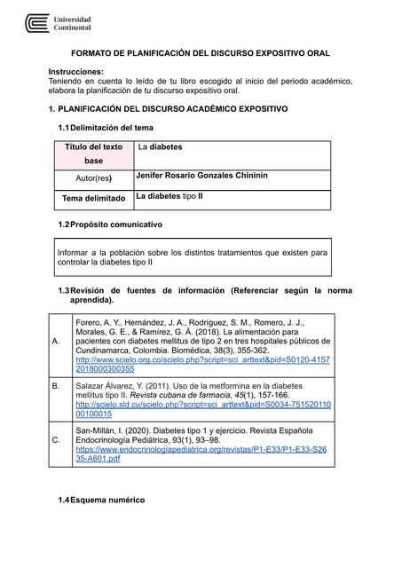 Formato de Planificación del Discurso Expositivo Oral 