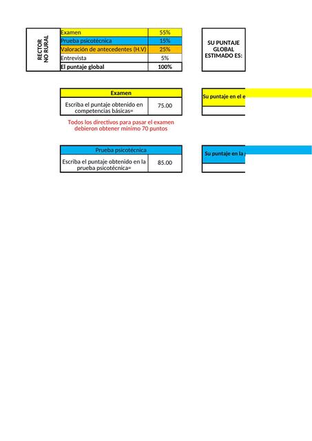 Hoja de Excel Para Calcular Puntaje Concurso Docente Directivo Rector No Rural 