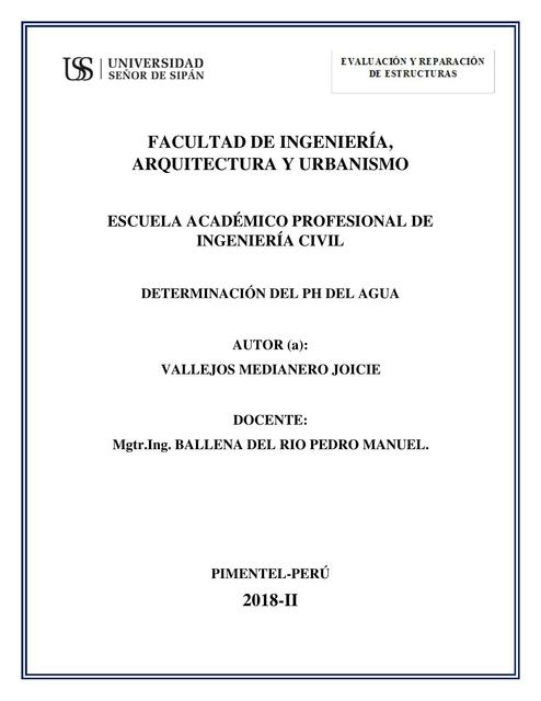 DETERMINACIÓN DEL PH DEL AGUA:ENSAYO DE LABORATORIO