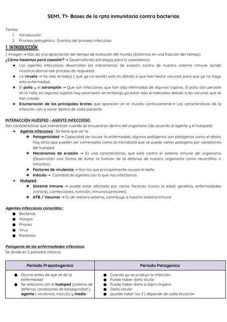 Bases de la Respuesta Inmunitaria contra Bacterias