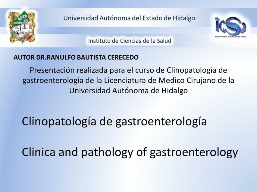 Clinopatología de gastroenterología  