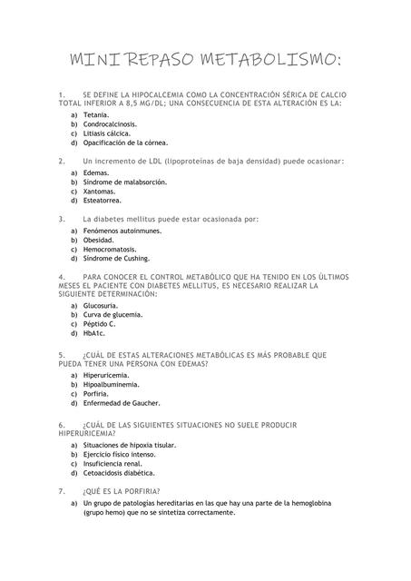 Evaluación   Fisiopatología  Metabolismo 