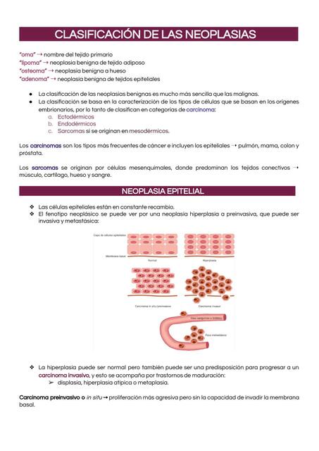 Clasificación  De Neoplasias 