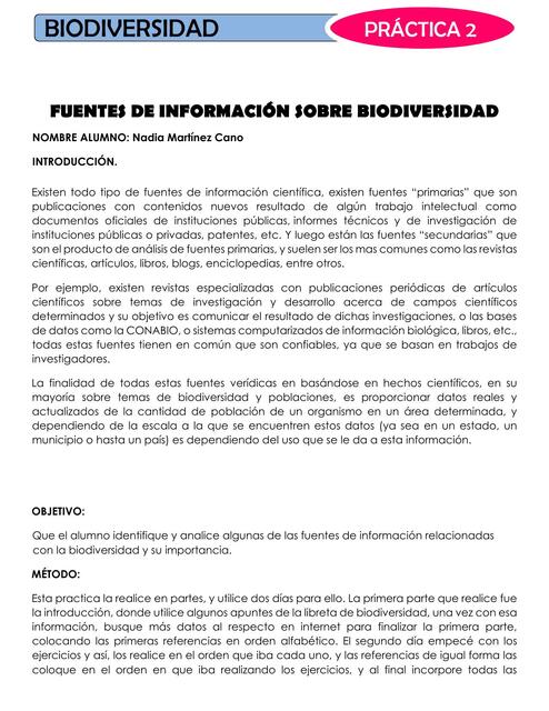 Fuentes de Información sobre la Biodiversidad