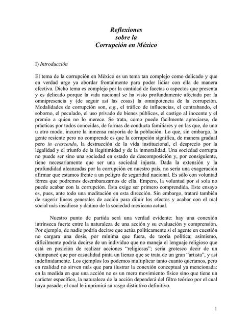 Reflexiones sobre la Corrupción en México