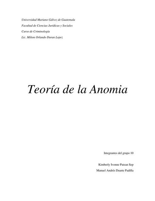 Teoría de la Anomia