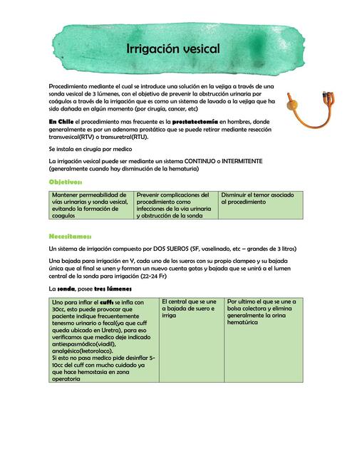 Irrigación Vesical