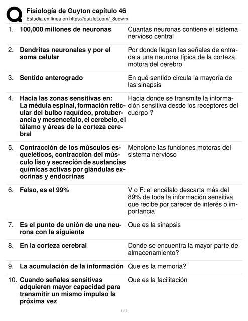  Guyton Fisiología, Preguntas Capítulo 46 y 47