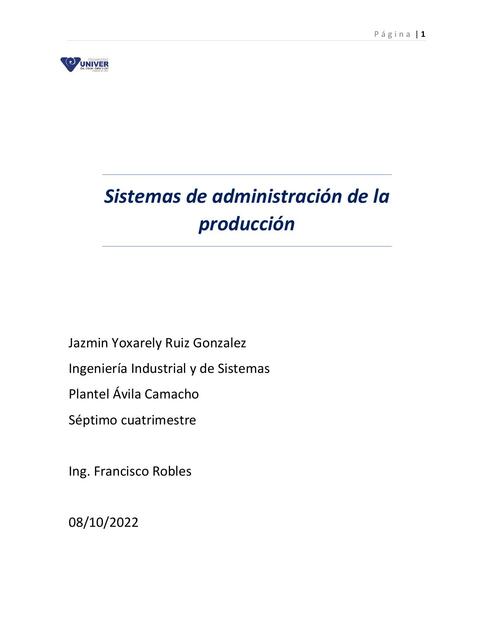 Sistemas de Administración de la Producción