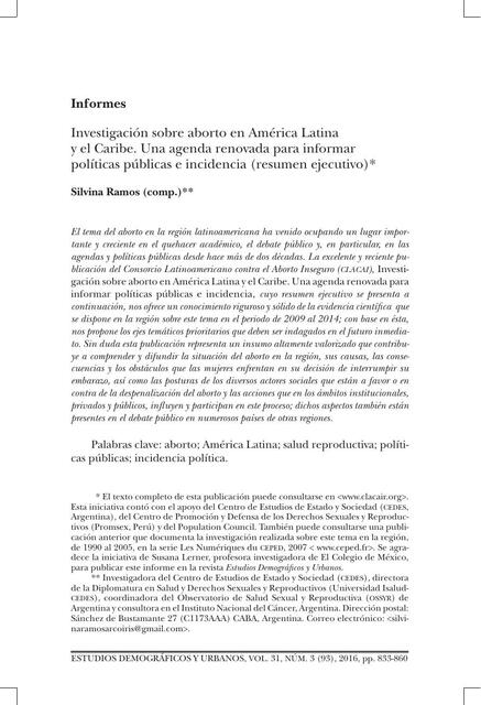 Investigación sobre Aborto en América Latina y el Caribe