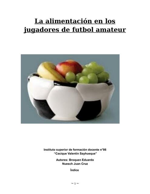 La alimentación en los jugadores de futbol amateur