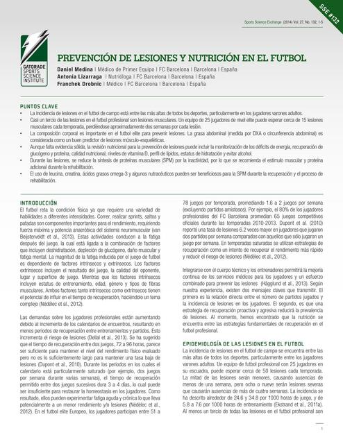 Prevención de lesiones y nutrición en el futbol