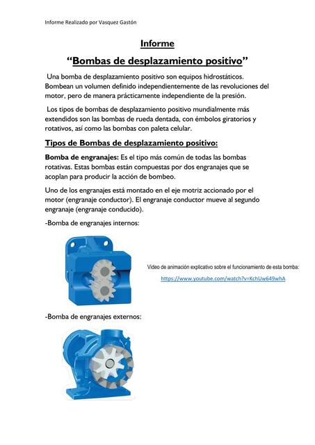 Bombas de desplazamiento Positivo