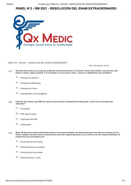 Resolución del ENAM extraordinario medicina