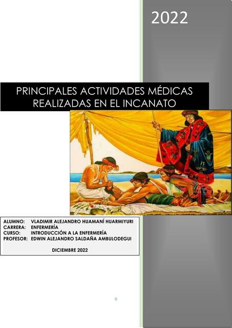 Principales actividades médicas realizadas en el Incanato