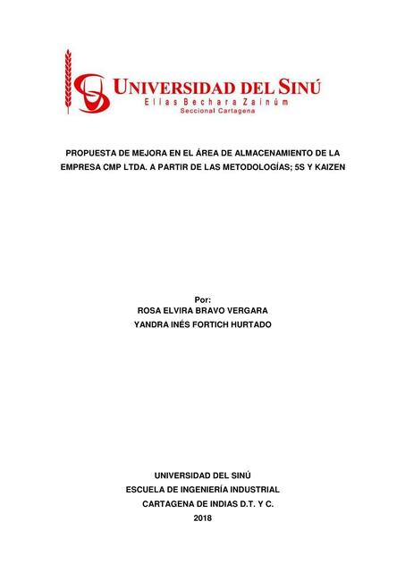 Propuesta de Mejora en el Área de Almacenamiento de la Empresa CMP LTDA. A parti